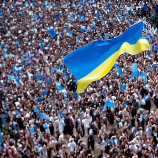 Image similar to Lady Gaga as president, Argentina presidential rally, Argentine flags behind, bokeh, giving a speech, detailed face, Argentina