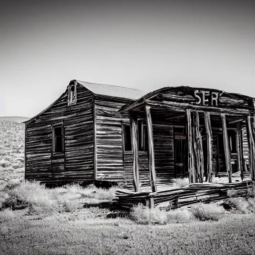 Image similar to old west ghost town, skeletal remains, eerie