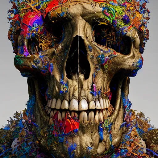 Image similar to portrait_of_a_melting_skull._intricate_abstract._intricate_artwork._by_Tooth_Wu_wlop_beeple_dan_mumford._octane_render_trending_on_artstat