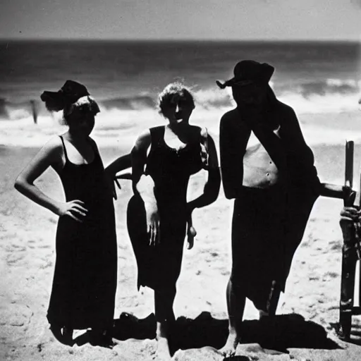 Image similar to vampires at the beach, los angeles, 1 9 2 0
