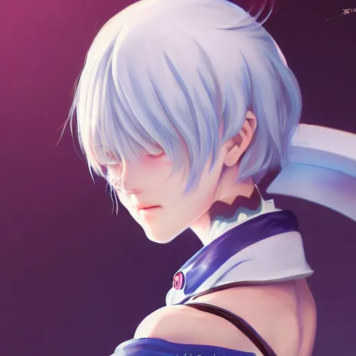 Image similar to anime portrait of rei ayanami as an anime girl by Stanley Artgerm Lau, WLOP, Rossdraws, James Jean, Andrei Riabovitchev, Marc Simonetti, and Sakimichan, trending on artstation