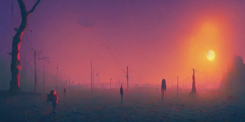 Image similar to twitter poisonous community, surreal photography, sunrise, dramatic light, impressionist painting, colorful, digital painting, artstation, simon stalenhag