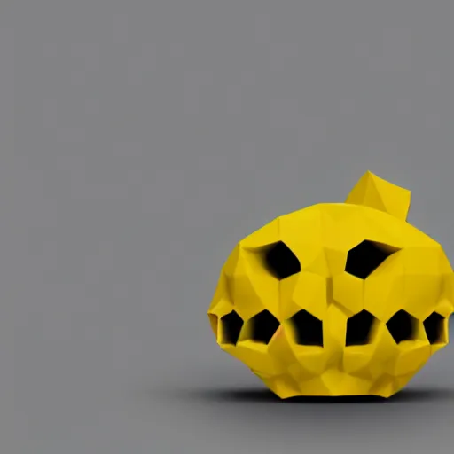 Image similar to lemon in the shape of a skull, low poly