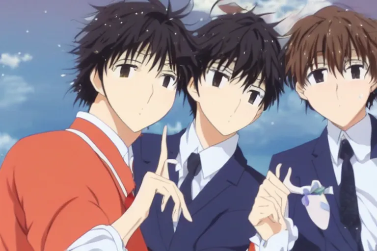 Prompt: Two handsome men, Kyoto Animation