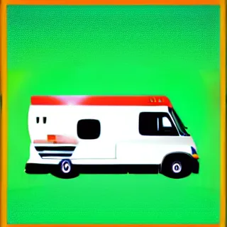 Prompt: very very very very stylized minimal vector graphic of a thor chateau motorhome, mountains, highway and sunset!!, white background, dramatic, professional minimal graphic design