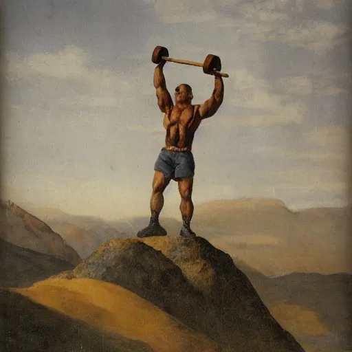 Image similar to strong man lifting a mountain