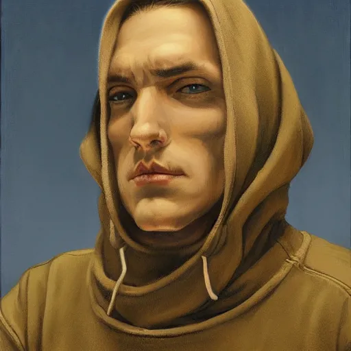 Prompt: portrait of a man wearing a balaclava and a hoodie, by gerald brom