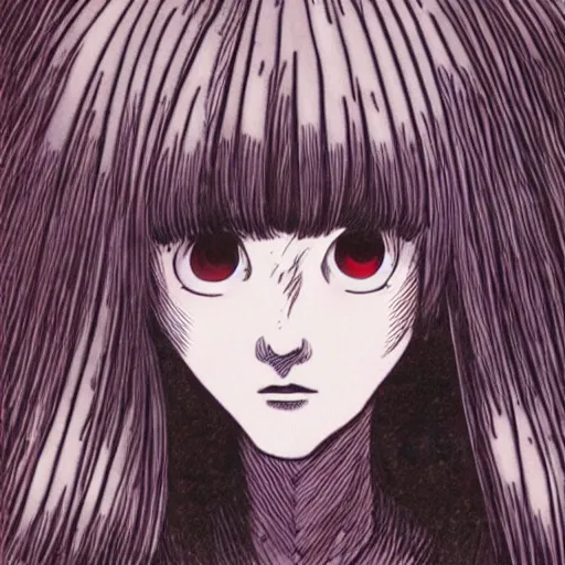 Prompt: a portrait of tomie by junji ito