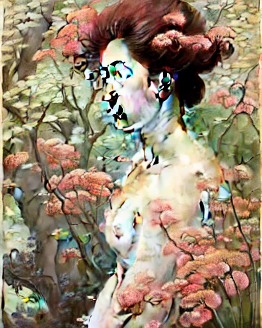 Prompt: Beautiful and playful ethereal ginger portrait, art nouveau, fantasy, intricate flower designs, elegant, highly detailed, sharp focus, art by Hasui Kawase, Camille Corot, Artgerm and Greg Rutkowski and WLOP