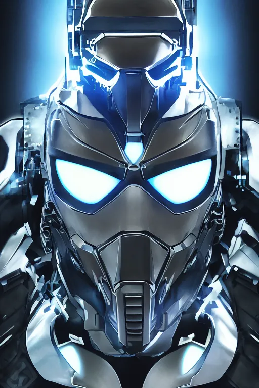 Image similar to cyber cyborg ninja mask helmet metal gear solid artic suit swat commando, global illumination ray tracing hdr fanart arstation by sung choi and eric pfeiffer and gabriel garza and casper konefal, a spectacular view cinematic rays of sunlight comic book illustration, by john kirby