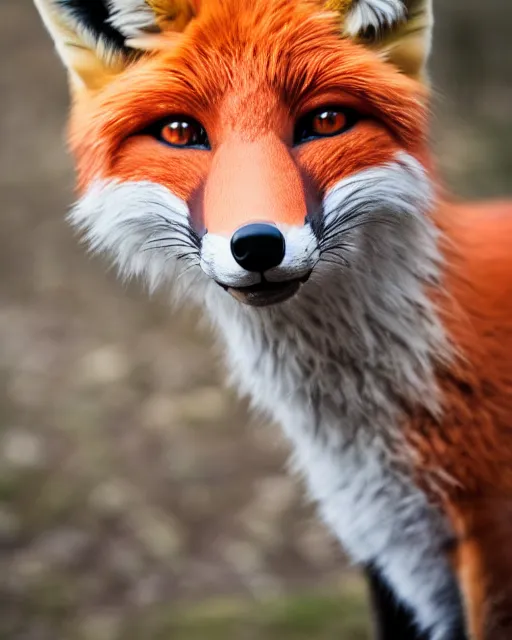 Prompt: portrait photo still of a fox fursuit, 8 k, 8 5 mm f 1. 8