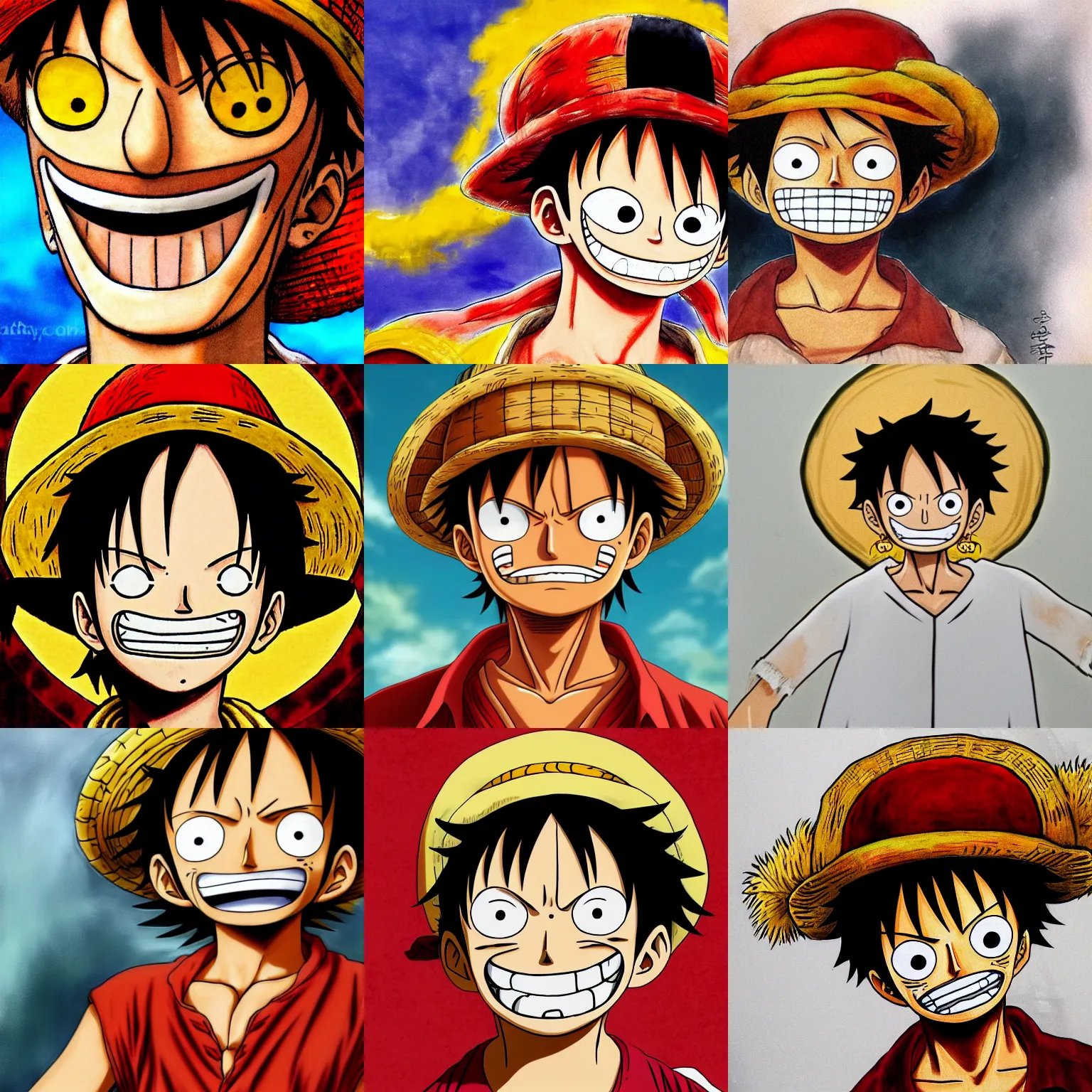 Prompt: portrait of luffy from one piece