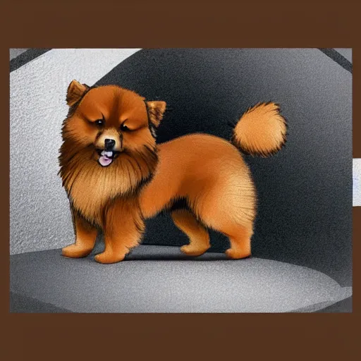 Image similar to excited brown and tan domino finnish lapphund, studio ghibli art style