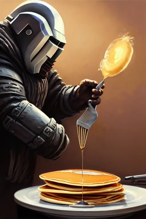 Image similar to mf doom cooking pancakes animation pixar style, victor vaughn shaded lighting poster by magali villeneuve, artgerm, jeremy lipkin and michael garmash, rob rey and kentaro miura style, trending on art station