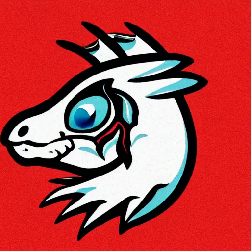 Image similar to an image on a white background of a very cute small dragon with well-designed head, logo, ink