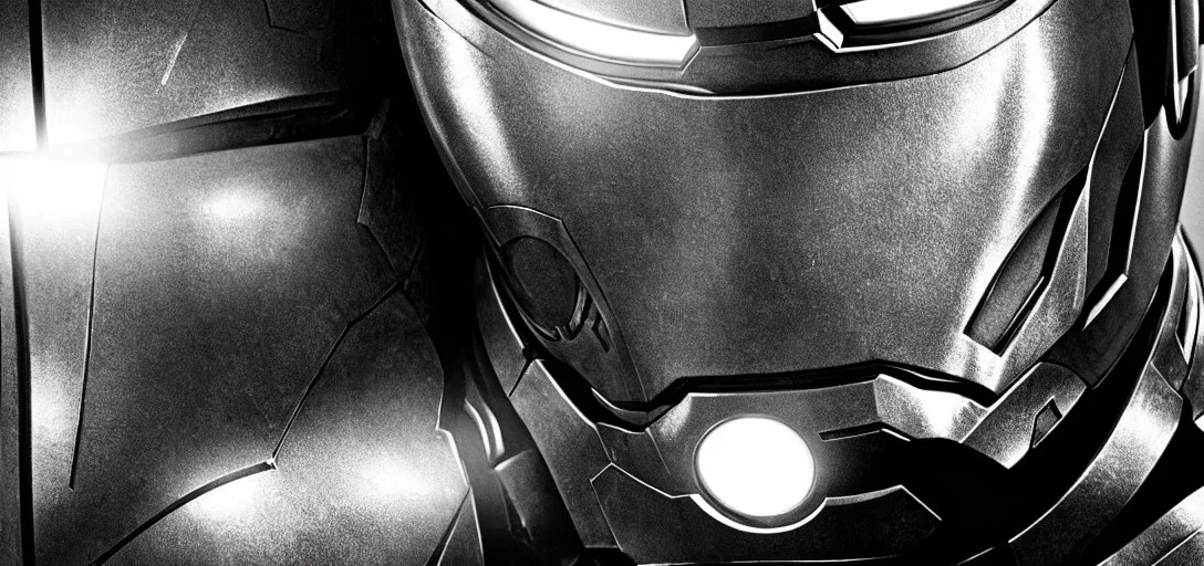 Prompt: a very high resolution image of ironman. directed by hitchcock. black and white, photorealistic, photography