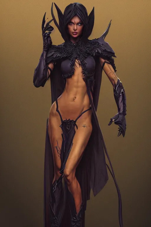 Image similar to a full body portrait of a dark elf with a robe on, hyper detailed, digital art, trending in artstation, cinematic lighting, studio quality, smooth render, artgerm, joshua middleton, rafael albuquerque, unreal engine 5 rendered, octane rendered, art style by klimt and nixeu and ian sprigger and wlop and krenz cushart