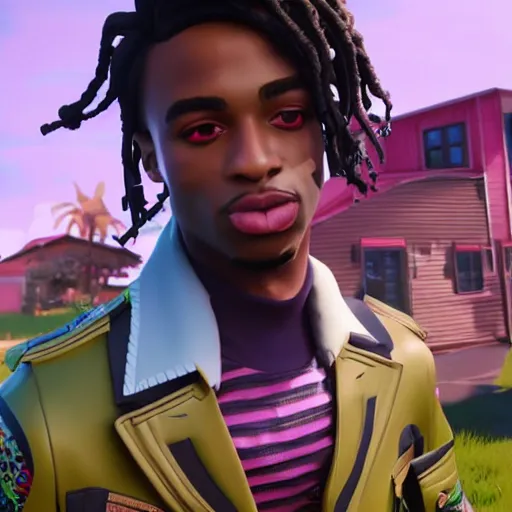 Image similar to playboi carti in fortnite 4 k detailed super realistic