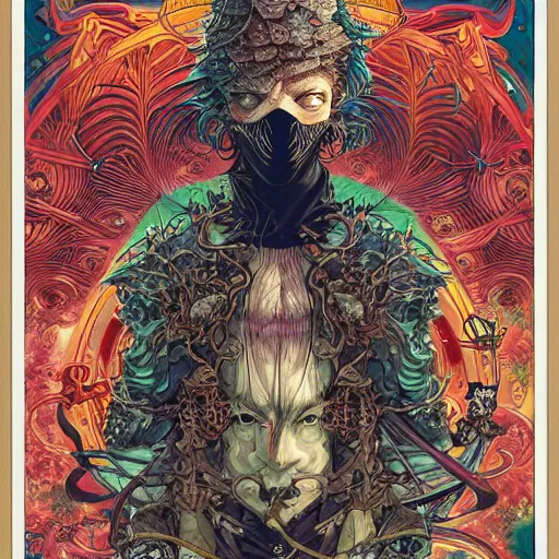 Image similar to portrait of crazy card king, symmetrical, by yoichi hatakenaka, masamune shirow, josan gonzales and dan mumford, ayami kojima, takato yamamoto, barclay shaw, karol bak, yukito kishiro