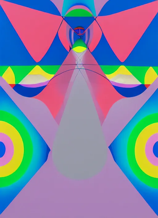 Image similar to inflated geometric shapes by shusei nagaoka, kaws, david rudnick, pastell colours, airbrush on canvas, cell shaded, 8 k