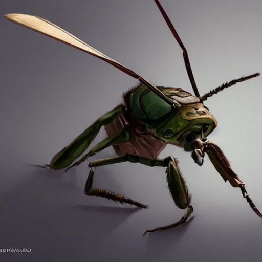 Image similar to cricket insect, style game square enix life, trending on artstation, painted by greg rutkowski, render naughty dog, octane render, detailed