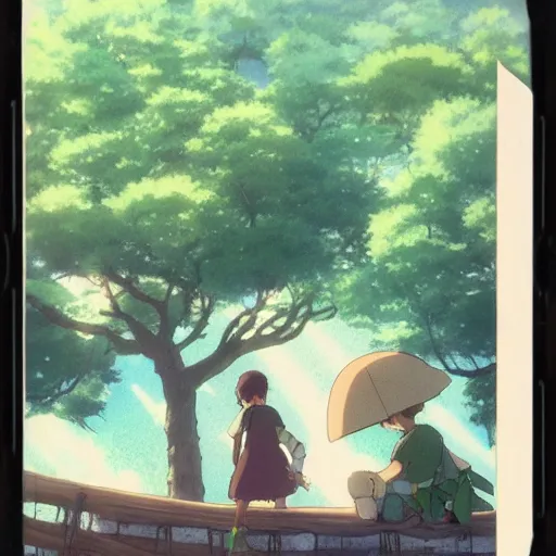 Image similar to Polaroid of The Tree house battle, by Dice Tsutsumi, Makoto Shinkai, Studio Ghibli