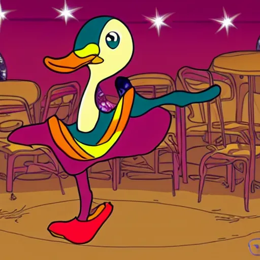 Image similar to dancing duck in anime style