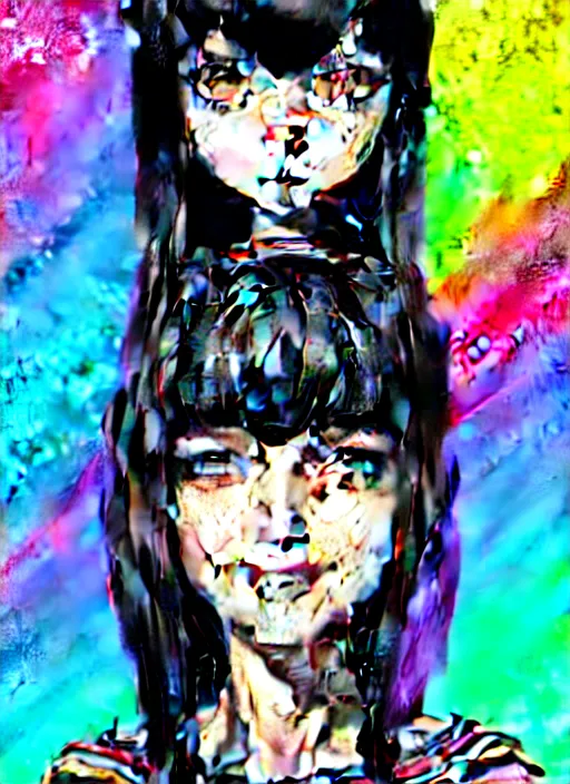 Image similar to richly detailed colored pencil 3D illustration of a beautiful woman with silky straight black hair with iridescence wearing a Nirvana band Tshirt and short black shorts, she staring at the camera happily while being surrounded by slimy tentacles, art by Range Murata and Artgerm.