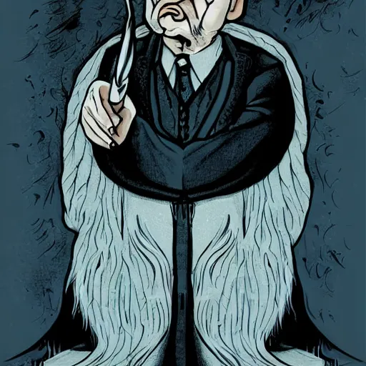 Prompt: portrait of mr. bean as albus dumbledore by becky cloonan