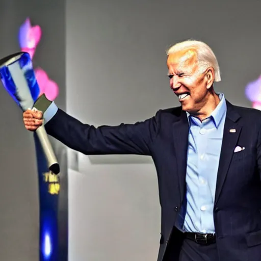 Prompt: Photograph of Joe Biden popping off after winning in a Smash Bros. tournament