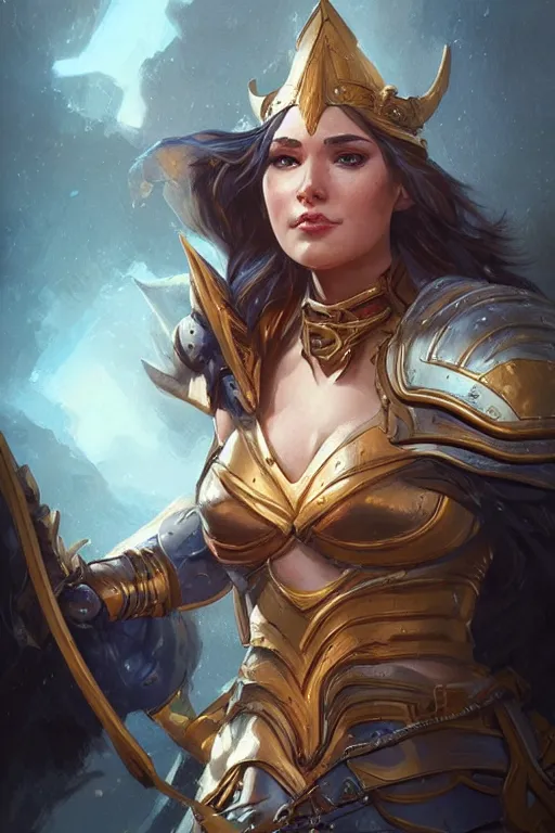 Image similar to amazon valkyrie athena, d & d, fantasy, portrait, highly detailed, headshot, digital painting, trending on artstation, concept art, sharp focus, illustration, art by artgerm and greg rutkowski and magali villeneuve