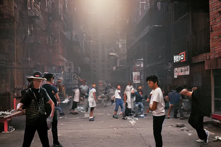 Prompt: closeup potrait of a pokemon battle in a smoky new york back street, natural light, sharp, detailed face, magazine, press, photo, Steve McCurry, David Lazar, Canon, Nikon, focus