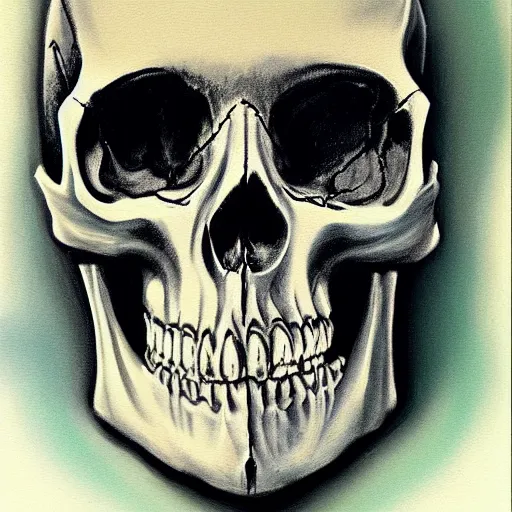 Prompt: a skull, airbrush painting