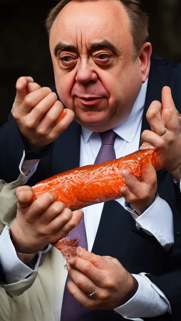 Image similar to alex salmond as a salmon