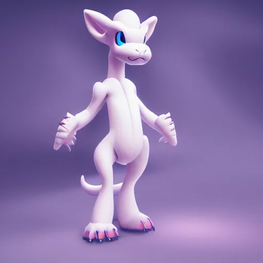 Image similar to photography of a realistic mewtwo animal, ultra detailed, 8 k, cinematic lighting, natural background, trending on artstation, pokemon