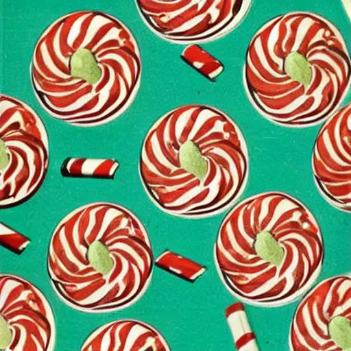 Prompt: 1960s illustrated peppermint candy pattern, highly detailed, album cover