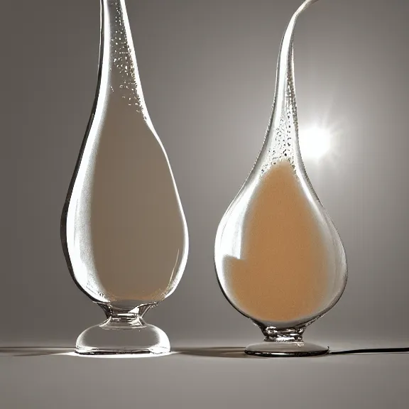 Prompt: a scientific illustration of a pear, beautiful shaped glass sculpture made of sand desert frosted glass with a light brown white tint. studio lighting, high resolution, high quality, very detailed