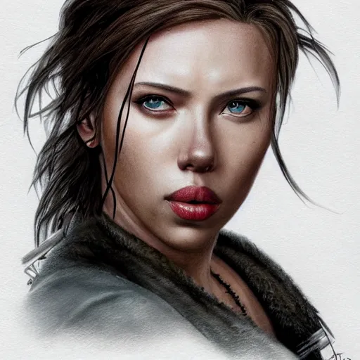 Prompt: Scarlet Johansson as Lara Croft highly detailed headshot Portrait.