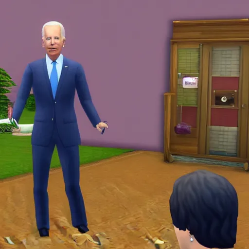 Image similar to joe biden as a character in the sims 3