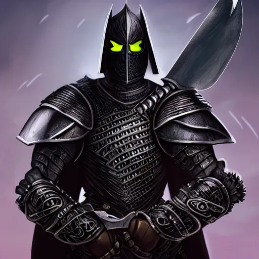 Image similar to a highly detailed character portrait of a man wearing a epic shadow armor holding sword of darkness