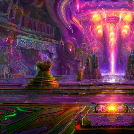 Prompt: a biggest temple of the universe in magical world, dreamy , magical effect, glowing effect, hyperreal, hyperdetailed, 8k, artstation, devianart