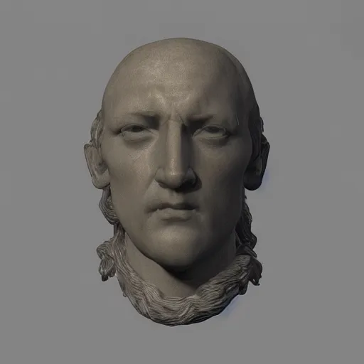 Prompt: a neon ring over the neck renaissance statue head, 3 d render