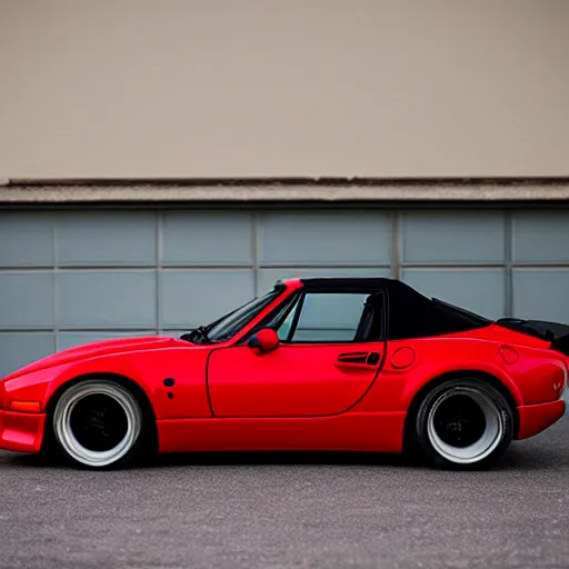 Prompt: red 2022 Miata body widebody kit (((countach))) full view 135mm camera uncropped