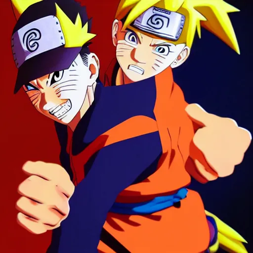 Image similar to ultra realistic portrait painting of a fusion of naruto and gohan art by masashi kishimoto, 4 k, naruto artstyle, cel shaded, highly detailed, epic lighting, full body