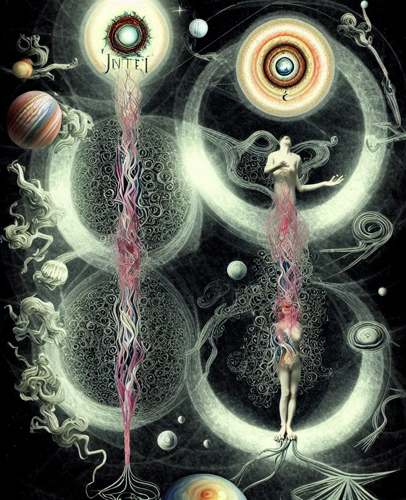 Image similar to whimsical uncanny creature radiates a unique canto'as above so below'ignited by the spirit of haeckel and robert fludd, breakthrough is iminent, glory be to the magic within, to honor jupiter, surreal collage alchemized by ronny khalil and stablediffusion