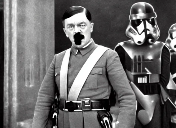 Image similar to a film still of adolf hitler in star wars a new hope