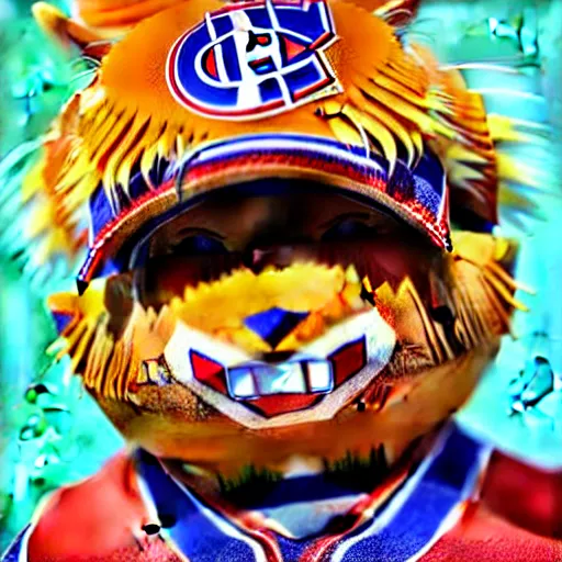 Image similar to anime Portrait of Youppi the Habs Montreal Canadiens Mascot as a very cute powerful and friendly pokemon, highly detailed anime, high evolution, 1990s, legendary, smooth, sharp focus, dynamic lighting, intricate, trending on ArtStation, illustration pokemon, art by WLOP