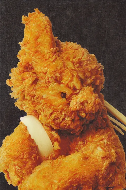 Image similar to kawaii fried chicken portrait, renaissance