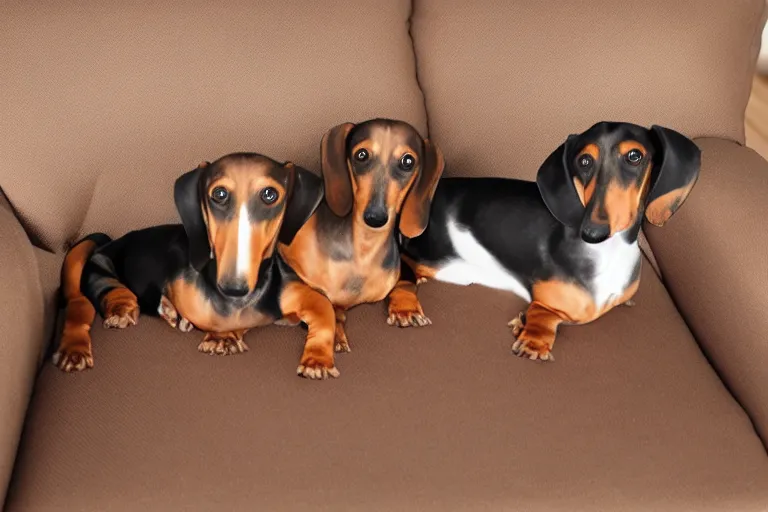 Prompt: dachshund couch, product photo