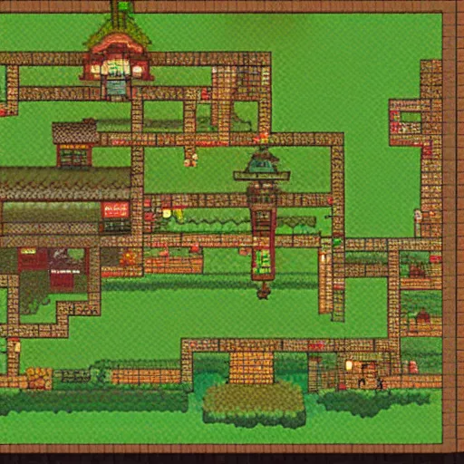 Prompt: A Japanese Village in Terraria